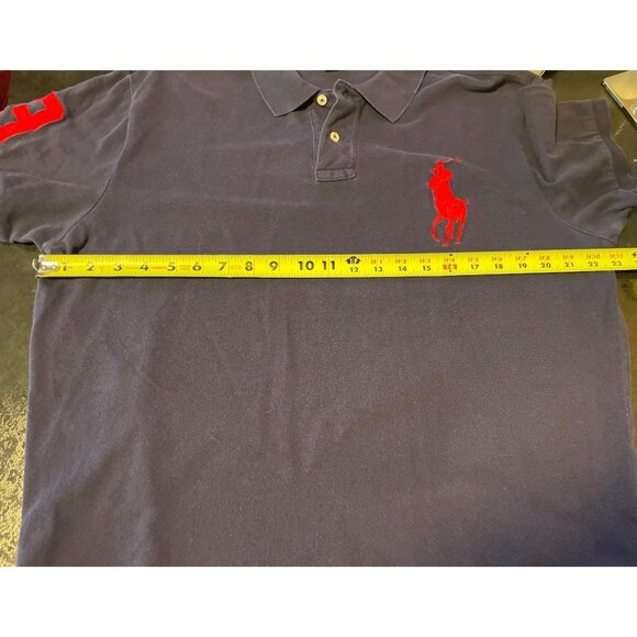 Vintage 90s Y2K Navy Blue Big Logo Polo Ralph Lauren Collared Shirt Sz XL - Picture 6 of 9